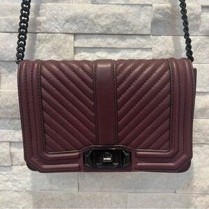 Rebecca Minkoff Burgundy Small Love Leather Quilted Crossbody Bag